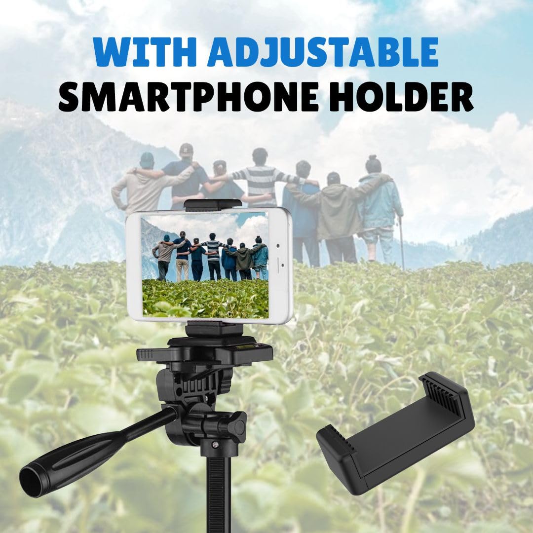 Tripod (55-Inch), Universal Lightweight Tripod with Mobile Phone Holder Mount & Carry Bag for All Smart Phones, Gopro, Cameras